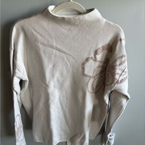 Rachel Zoe Cream Floral Accent Sweater
